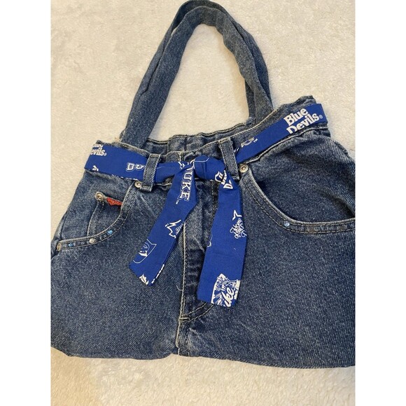 Duke Devils Jean Denim Bag Tote Shoulder Satchel Wrangler Handmade - Picture 5 of 16
